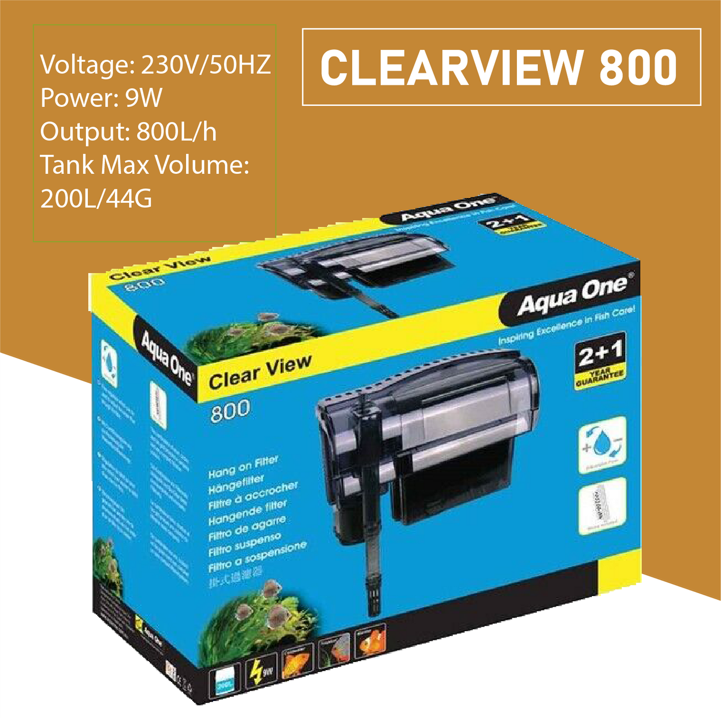 Aqua One ClearView Hang On Filters 75L/h-800L/h Aquarium Fish Tank