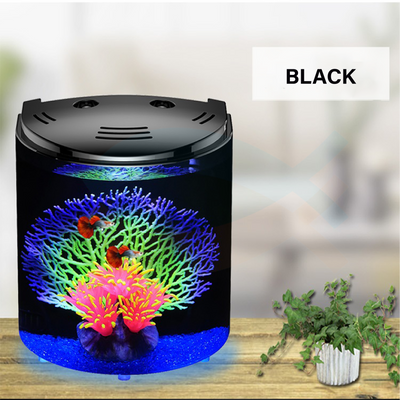 SUNSUN Small Curved Front Desktop 4L Acrylic Aquarium Fish Tank with LED Light and Filter