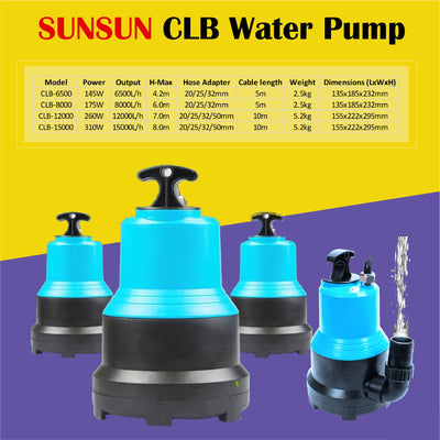 SUNSUN (Grech) CBL Brand New Submersible 6500L/H - 15000L/H pond water pump