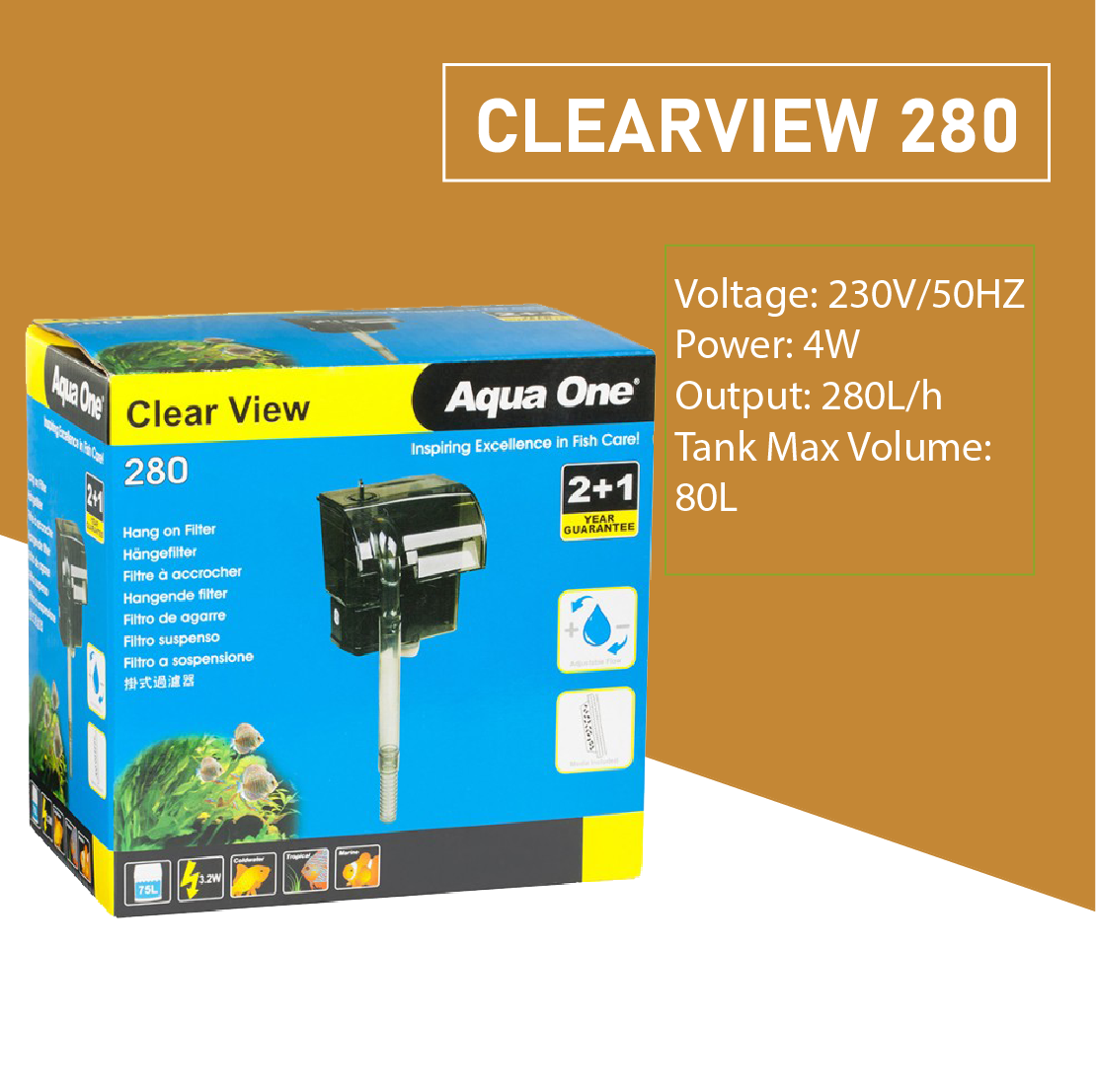 Aqua One ClearView Hang On Filters 75L/h-800L/h Aquarium Fish Tank