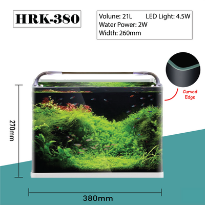 SUNSUN HRK-380 21L Open top Curved Front View Aquarium Fish Tank Complete Set