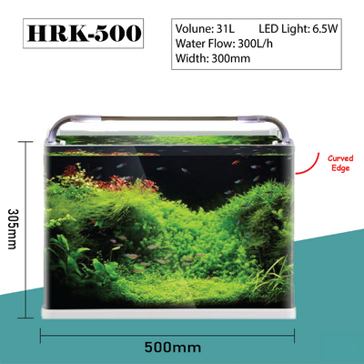 SUNSUN HRK-500 31L Open top Curved Front View Aquarium Fish Tank Complete Set