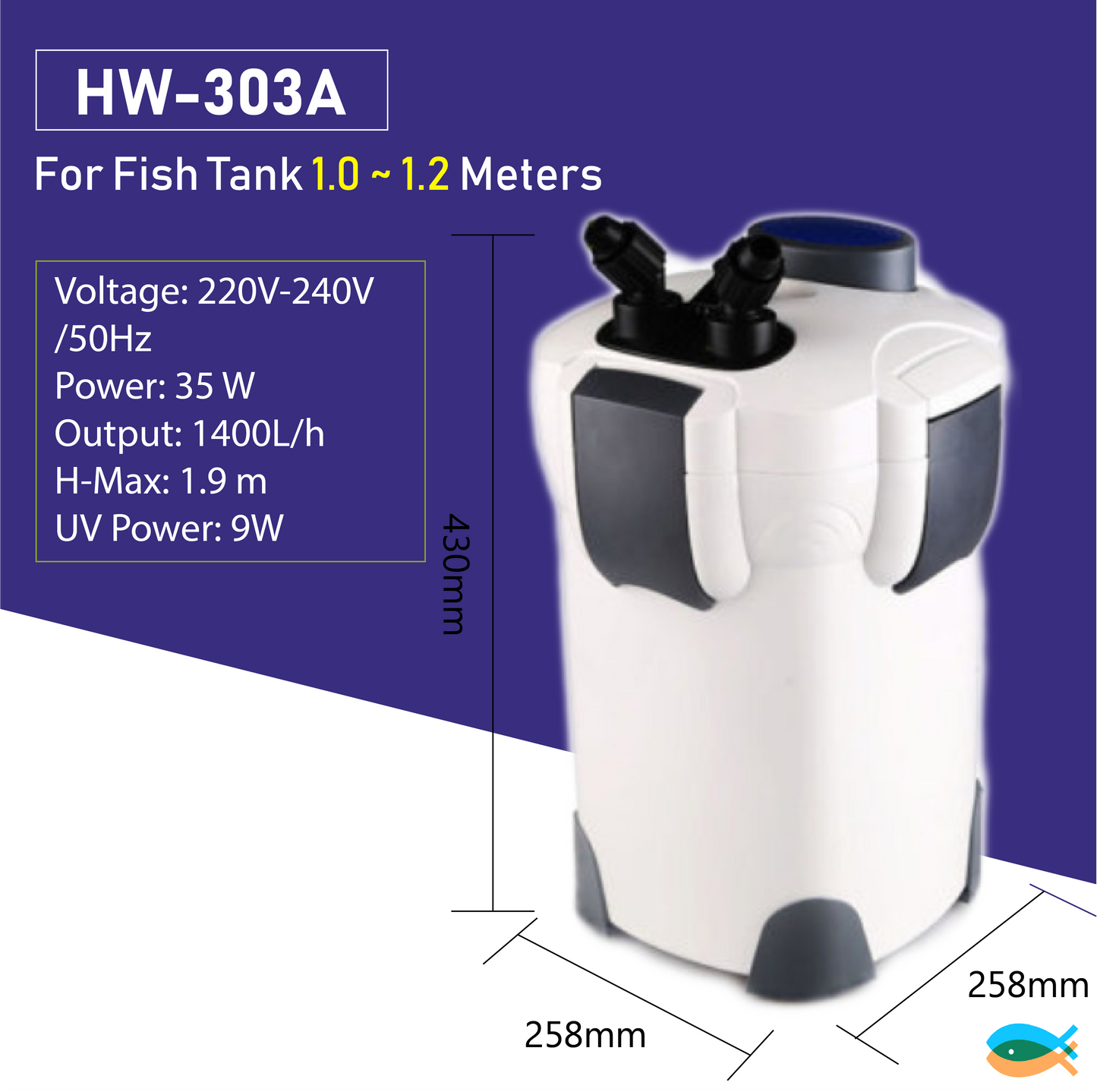 HW-303A SUNSUN 1400L/H External Canister Filter/Pump Free Shipping