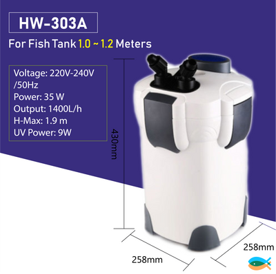 HW-303A SUNSUN 1400L/H External Canister Filter/Pump plus 3 Free Media