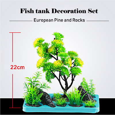 SUNSUN Fish tank Decoration Set European Pine and Rocks Large