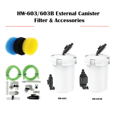 SUNSUN HW-603 & HW-603B 400L/H External Canister Filter and accessories