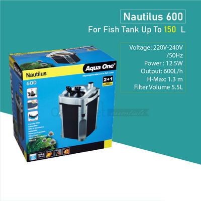 Aqua One Nautilus 600L/h Canister Filter 94111 External Filter