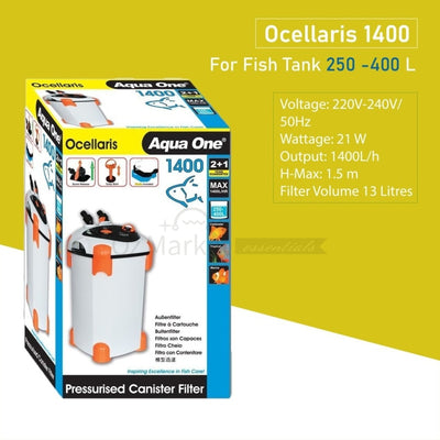 Aqua One Ocellaris 1400 Canister Filter 1400L/h 94146 External Filter