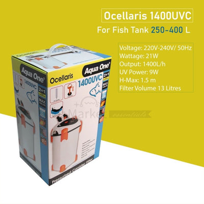 Aqua One Ocellaris 1400Uvc Canister Filter 1400L/h 94153 Uv Light External Filter