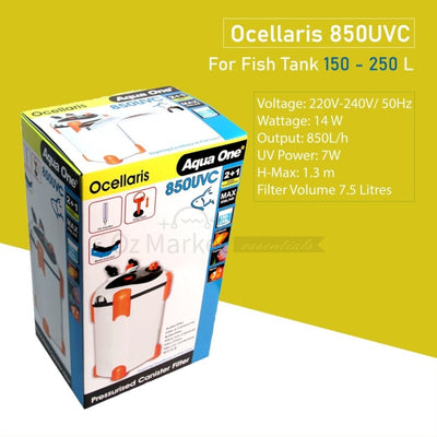 Aqua One Ocellaris 850Uvc Canister Filter 850L/h 94151 Uv Light External Filter
