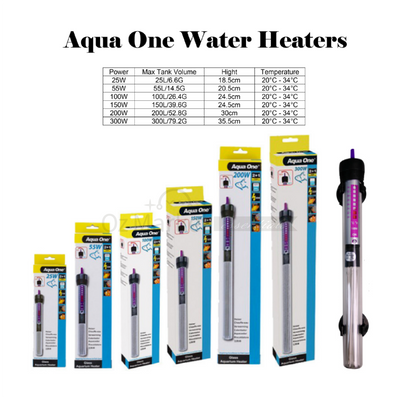 Aqua One Submersible Glass Aquarium Fish Tank Heater Heaters & Chillers