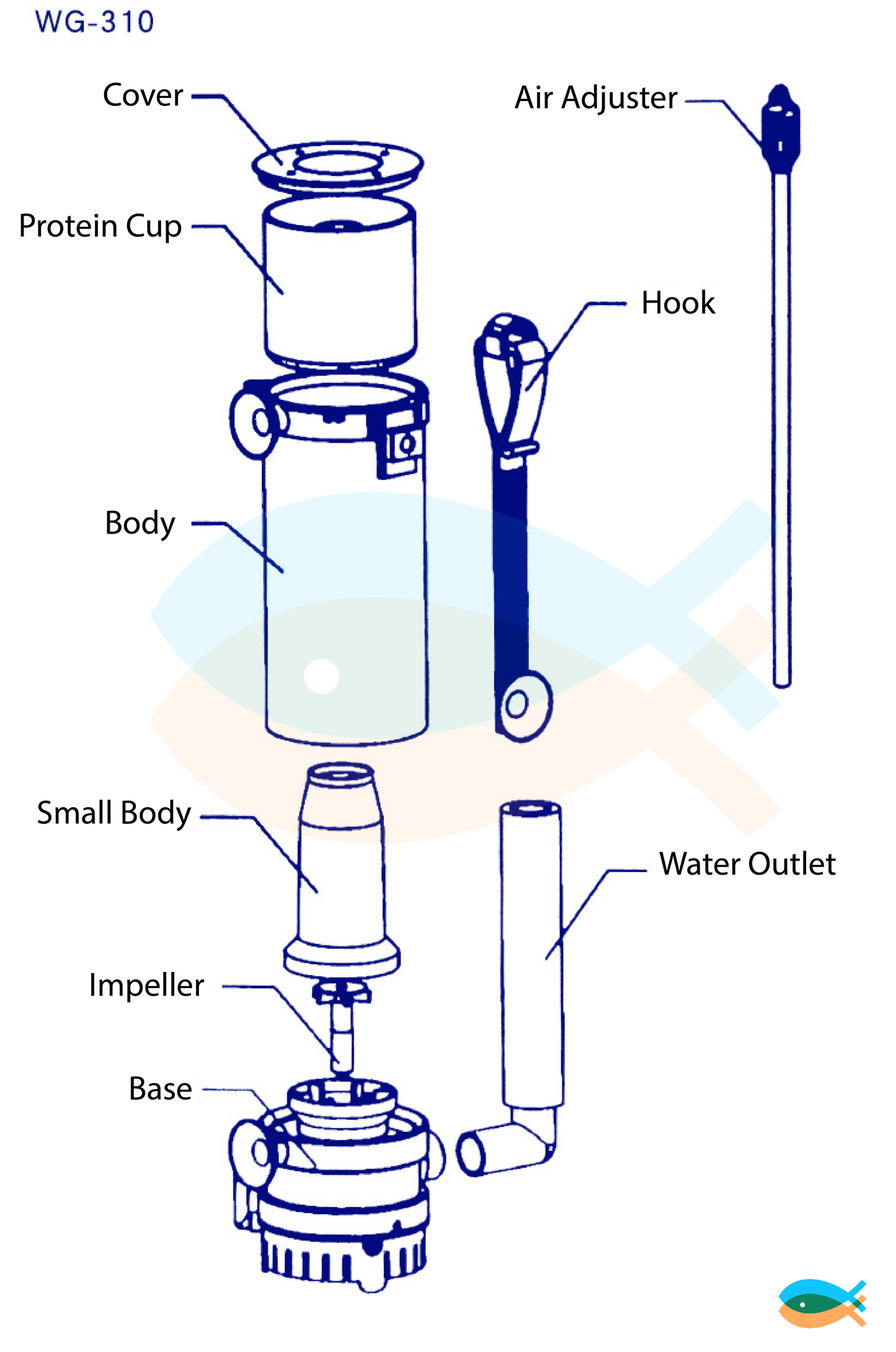 BOYU Marine Coral Reef Protein Skimmer WG-310 Aquarium Fish Tank 80-120L