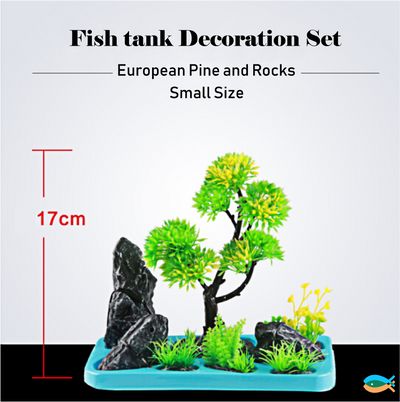 SUNSUN Fish tank Decoration Set European Pine and Rocks Small