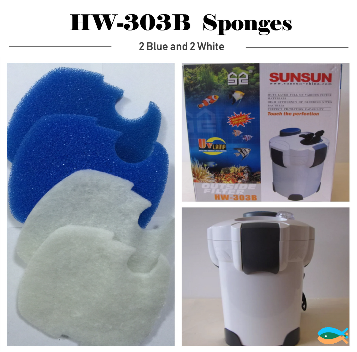 SUNSUN 4PCS genuine replacement sponge pad for all brand with the model number XXX-303