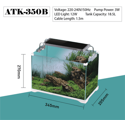 Sunsun 18.5L Aquarium Fish Tank Led Light Filter Complete Set Aquariums