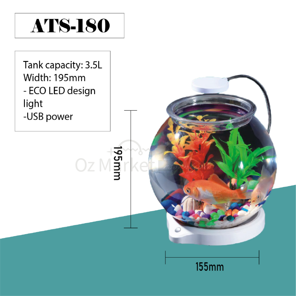 Sunsun 3.5L Round Bowl Mini Ecological Aquarium Fish Tank Aquariums