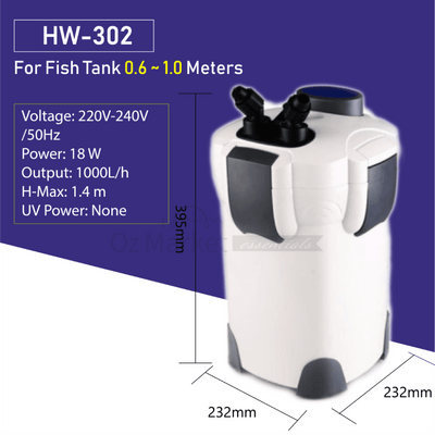 Sunsun Hw-302 -1000L/h External Canister Filter/pump 3 Free Media External Filter