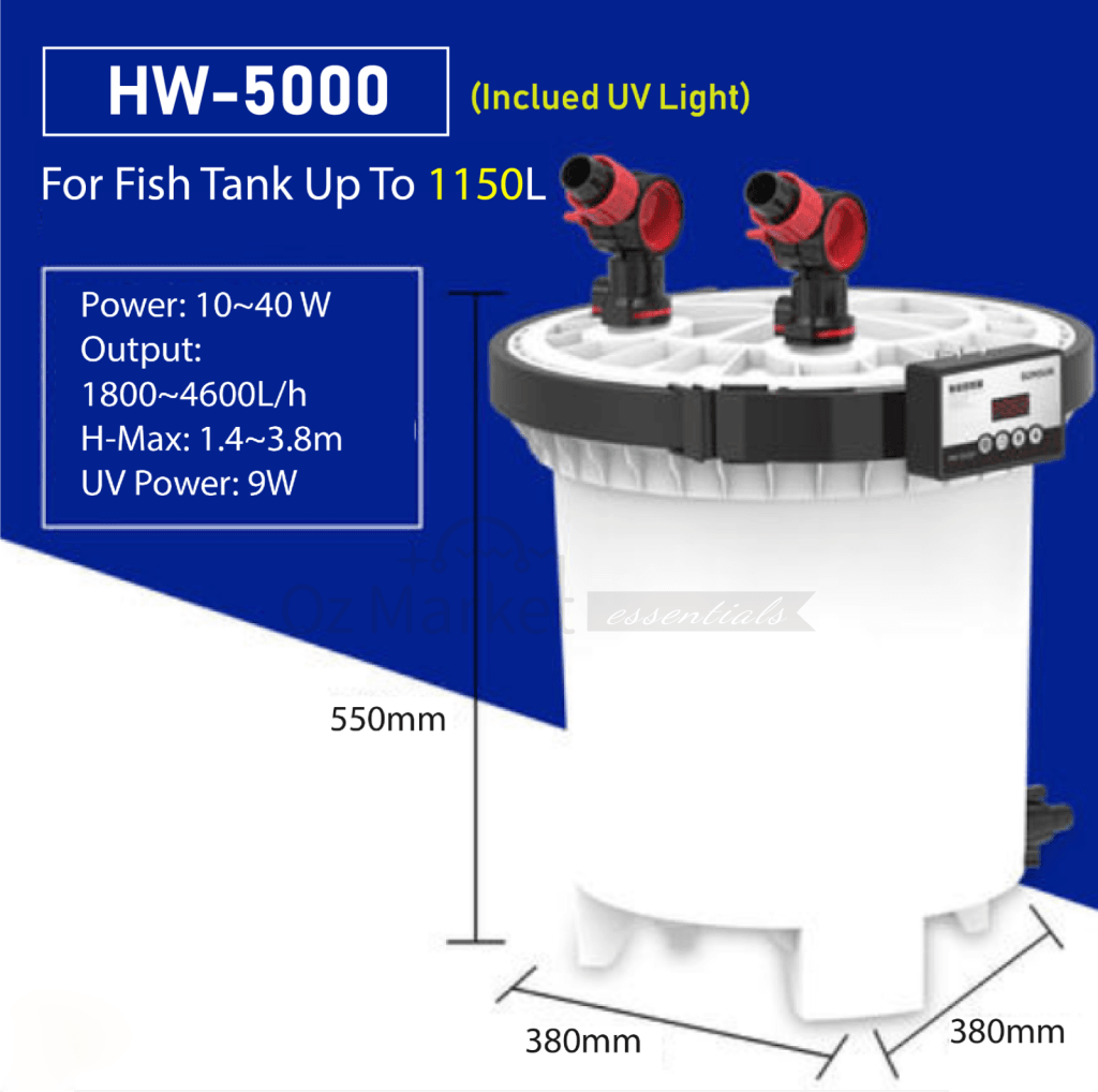 Sunsun Hw-5000 Frequency 1800L/h-4600L/h Adjustable External Filter Free Media External Filter